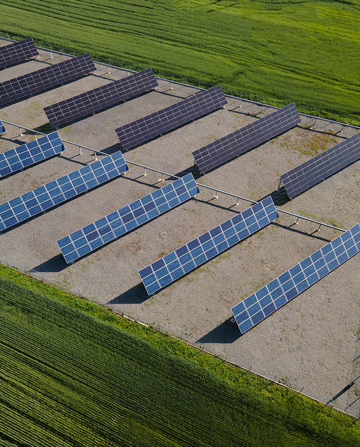 Aerial view of a solar farm