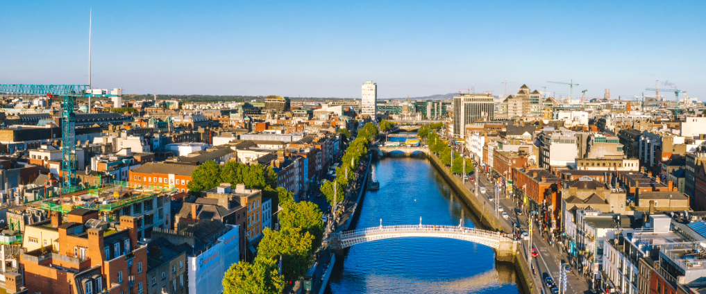 aerial view of O'Connell bridge, Dublin